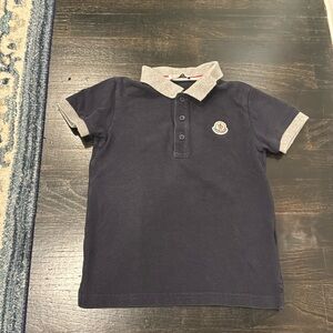 Moncler Enfant logo patch polo shirt size 4 anni short sleeve navy blue